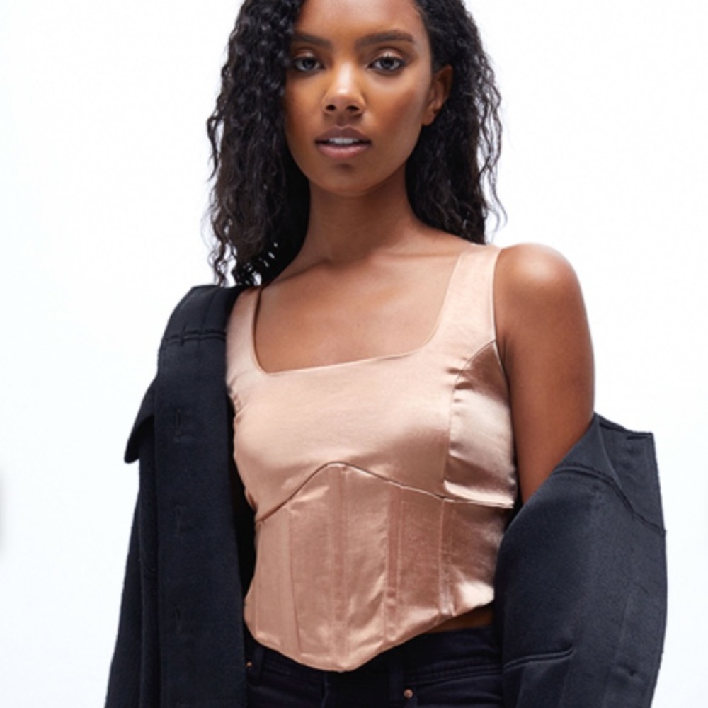 LA Hearts Square Neck Satin Corset Top